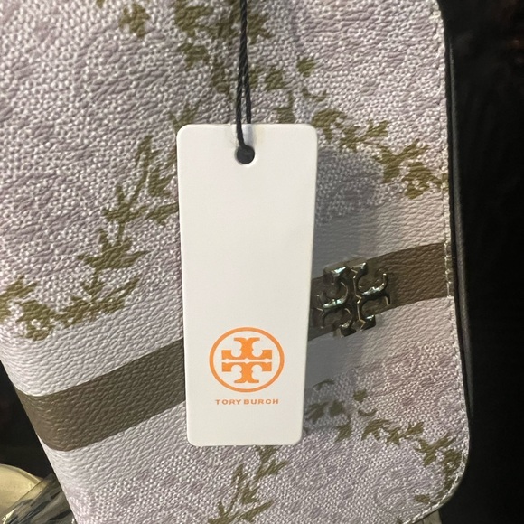 Tory Burch Olive Green & Light Purple Wristlet w/ Long Crossbody Strap NWT - Picture 9 of 15